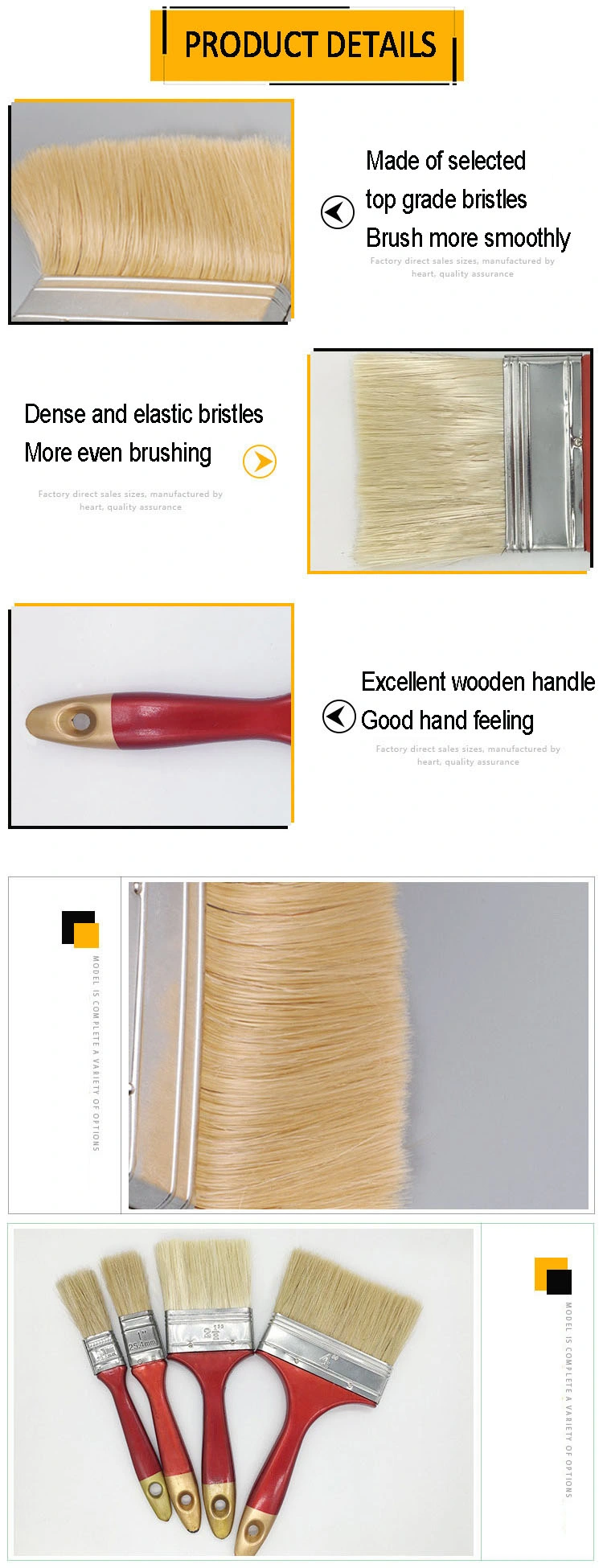 Wooden Handle White Bristle Blend Filament for Painting Manufacture Paint Brush